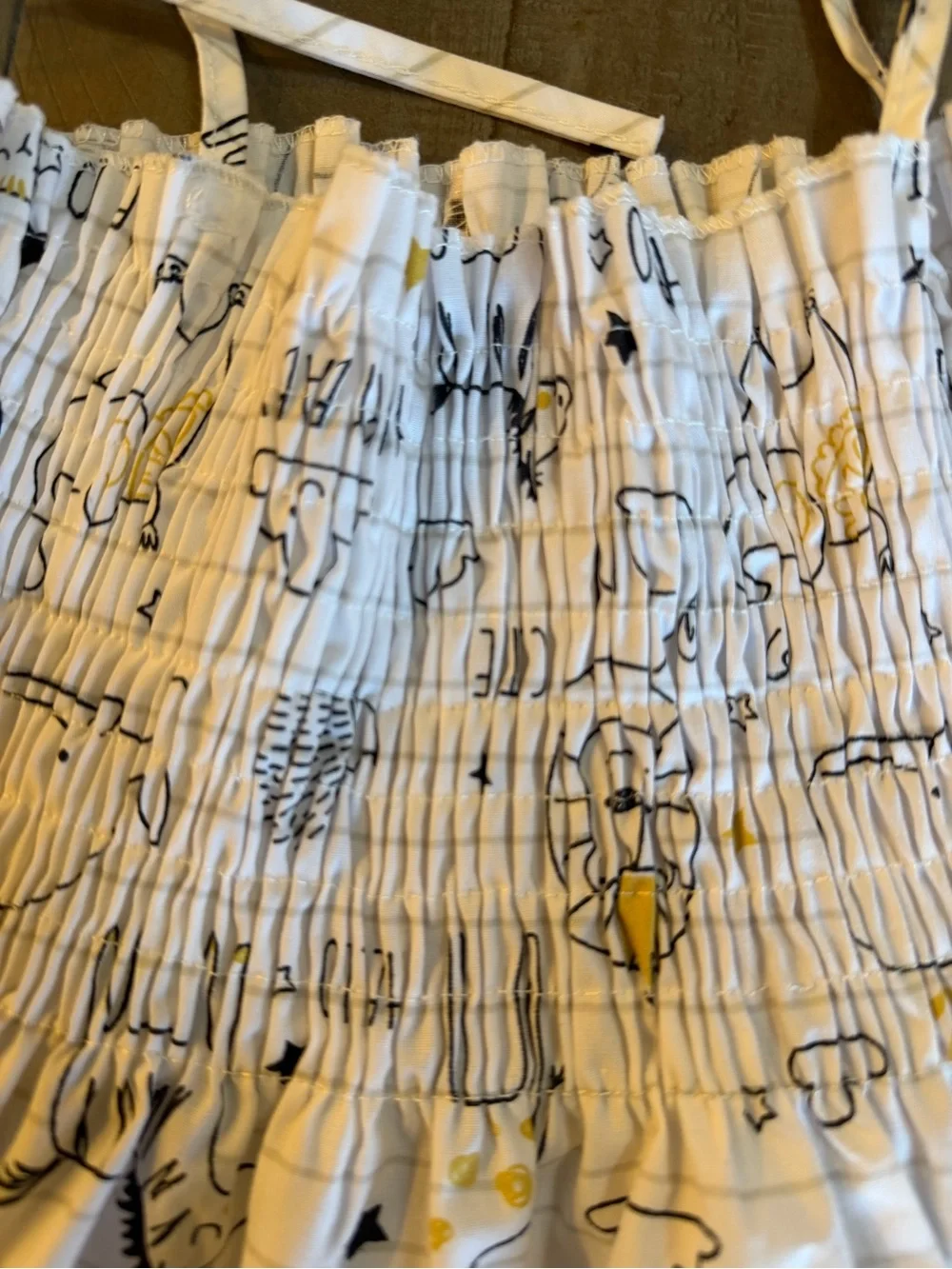 Amazon Girls White Animal Print Tie-Strap Sundress with Yellow Accents